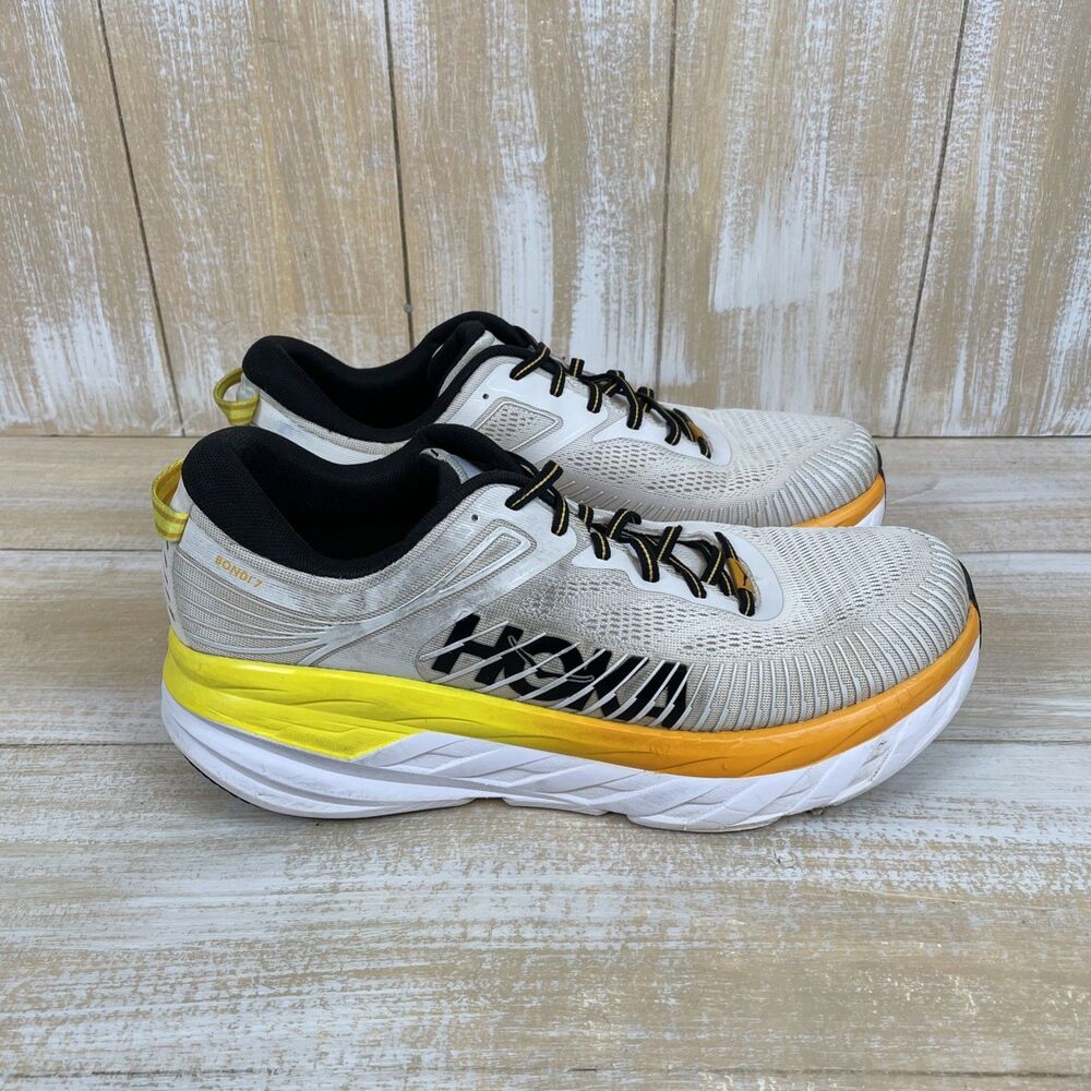 HOKA One One Bondi 7 Wide Nimbus Cloud/Yellow Mens Running Shoes Sz US 12-2E - Picture 6 of 10
